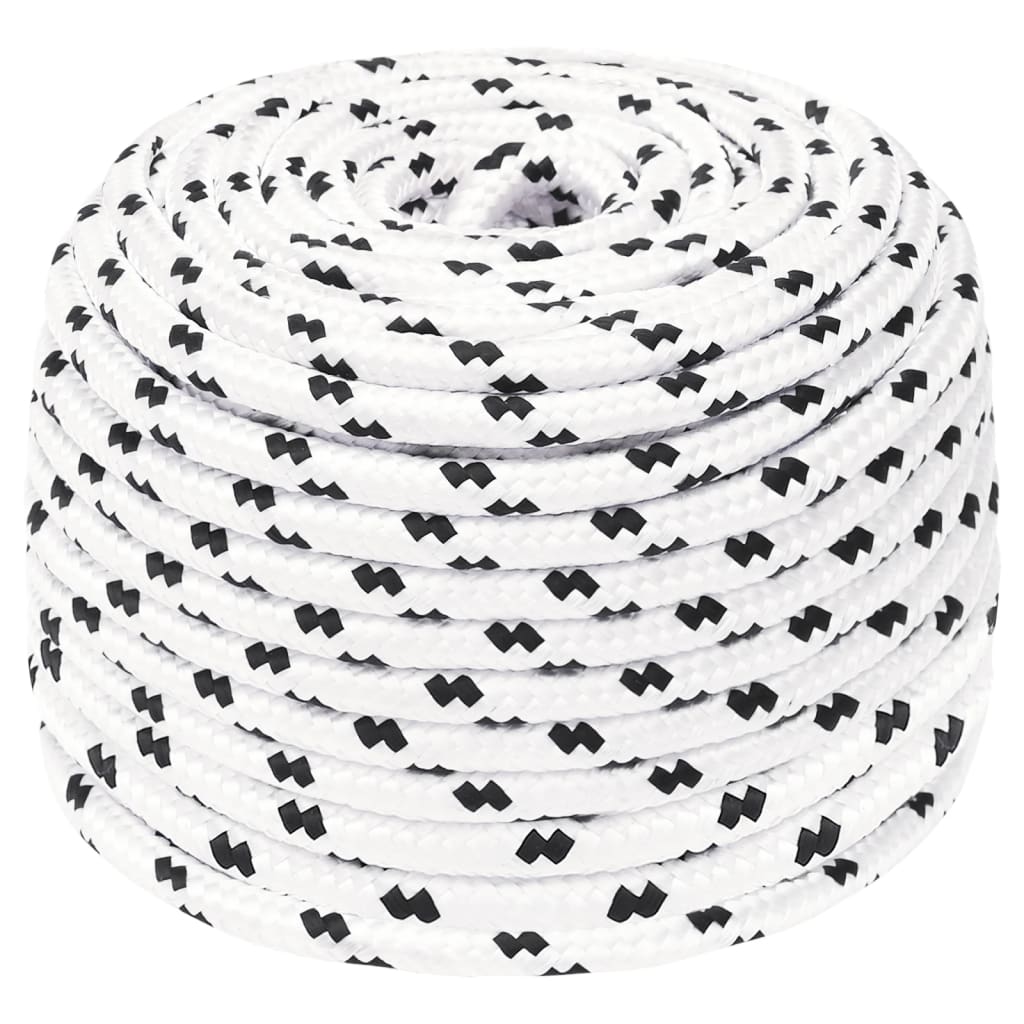 vidaXL Frânghie de lucru, alb, 10 mm, 100 m, poliester