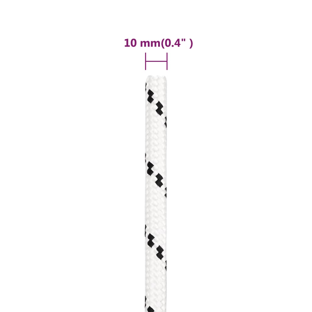 vidaXL Frânghie de lucru, alb, 10 mm, 100 m, poliester