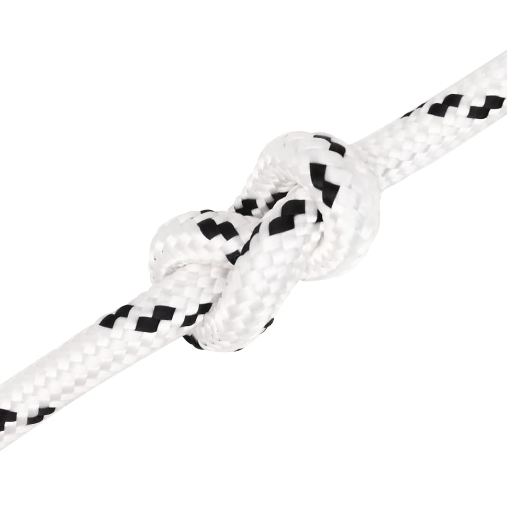 vidaXL Frânghie împletită pentru barcă, alb, 12 mm x 25 m, poliester vidaXL Frânghie împletită pentru barcă, alb, 12 mm x 25 m, poliester