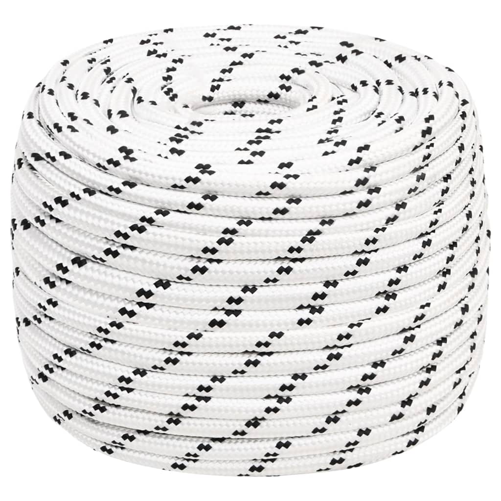 vidaXL Frânghie împletită pentru barcă, alb, 12 mm x 25 m, poliester vidaXL Frânghie împletită pentru barcă, alb, 12 mm x 25 m, poliester