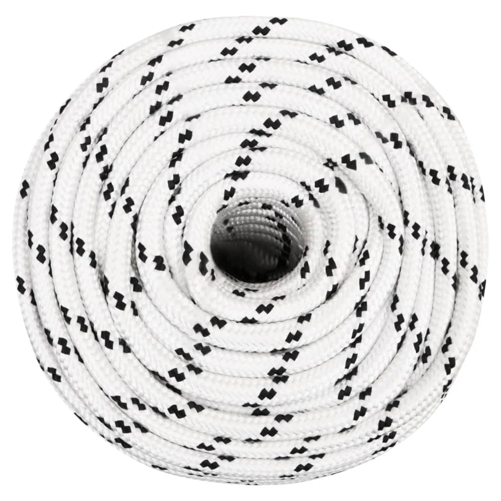 vidaXL Frânghie împletită pentru barcă, alb, 14 mm x 25 m, poliester vidaXL Frânghie împletită pentru barcă, alb, 14 mm x 25 m, poliester