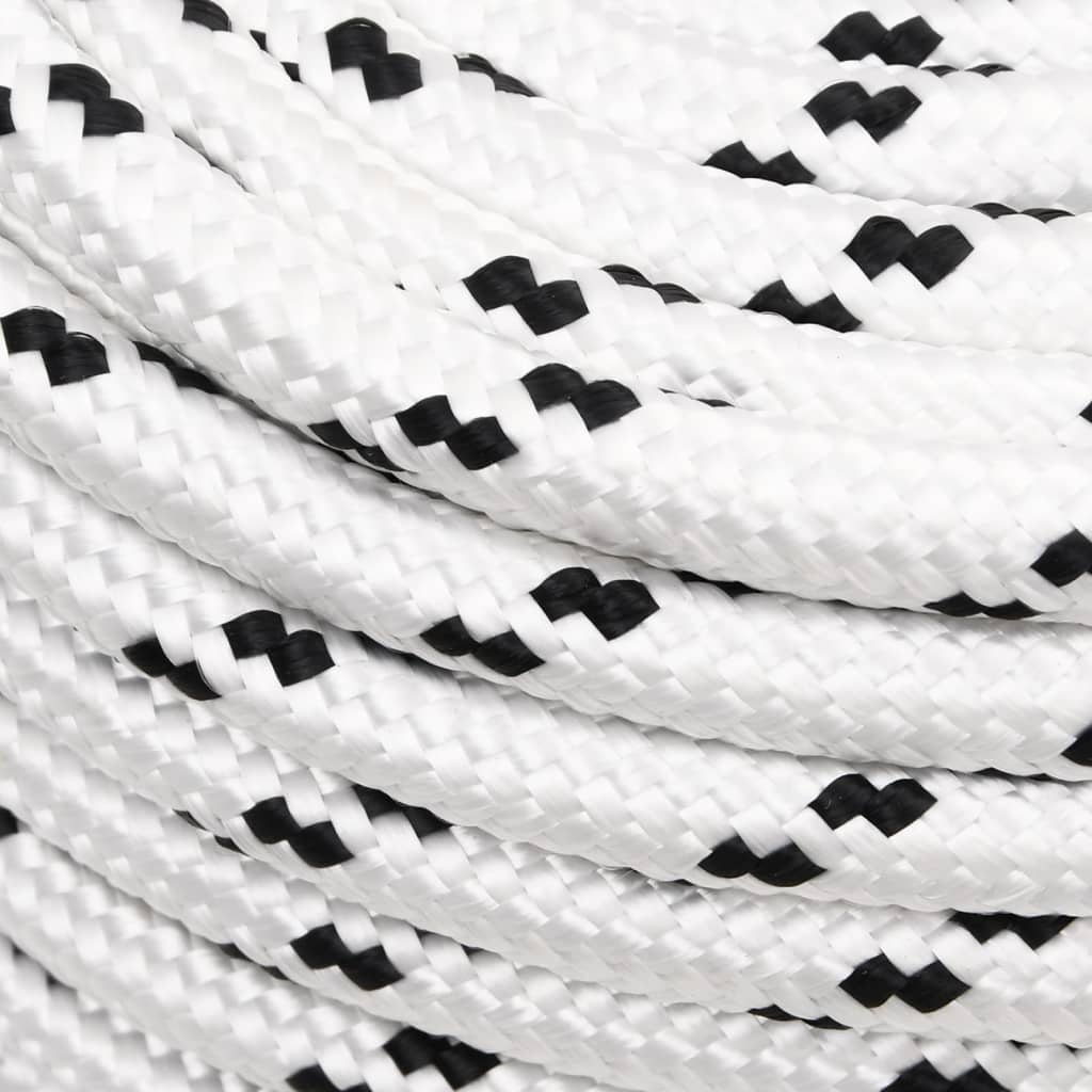 vidaXL Frânghie împletită pentru barcă, alb, 14 mm x 250 m, poliester vidaXL Frânghie împletită pentru barcă, alb, 14 mm x 250 m, poliester