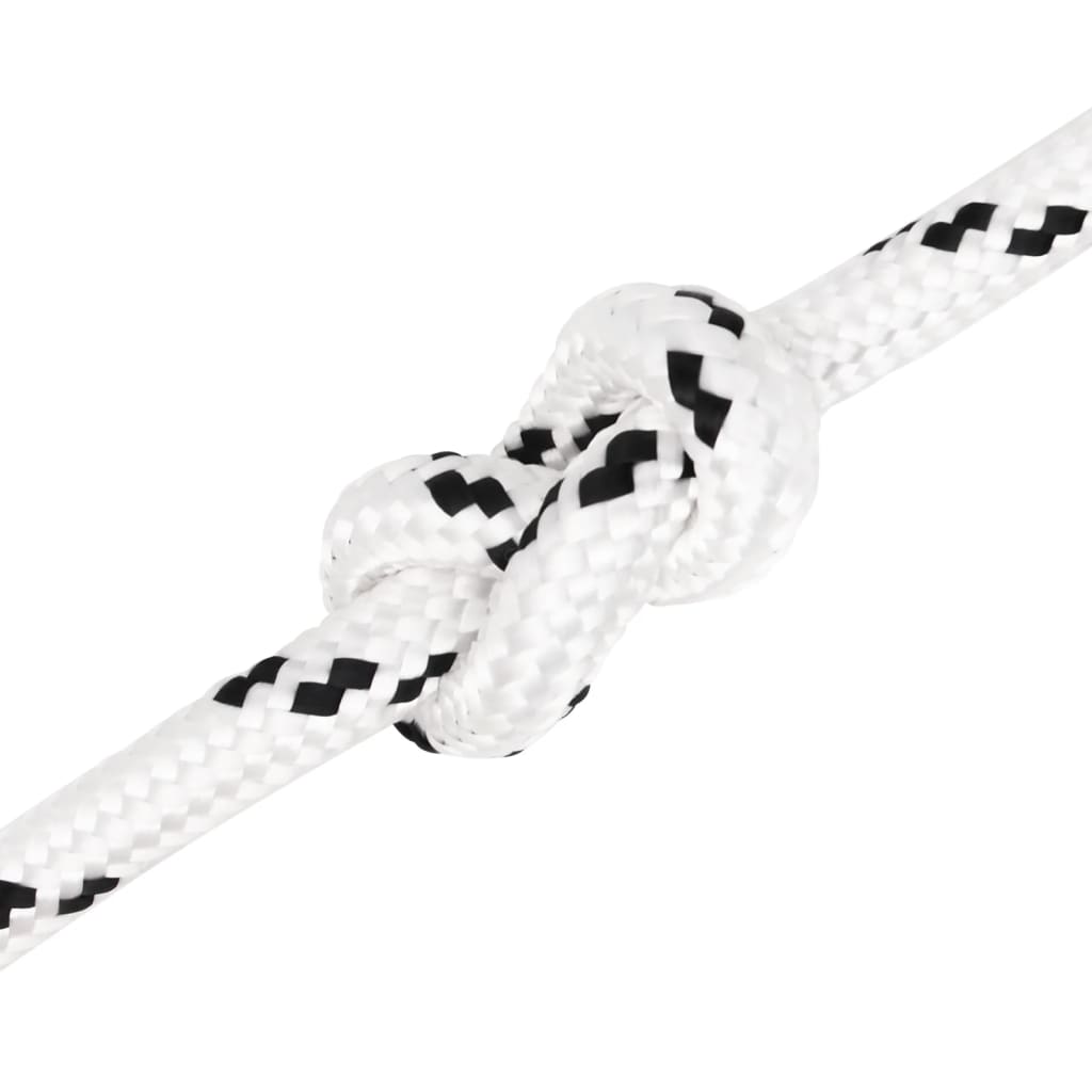 vidaXL Frânghie împletită pentru barcă, alb, 14 mm x 250 m, poliester vidaXL Frânghie împletită pentru barcă, alb, 14 mm x 250 m, poliester