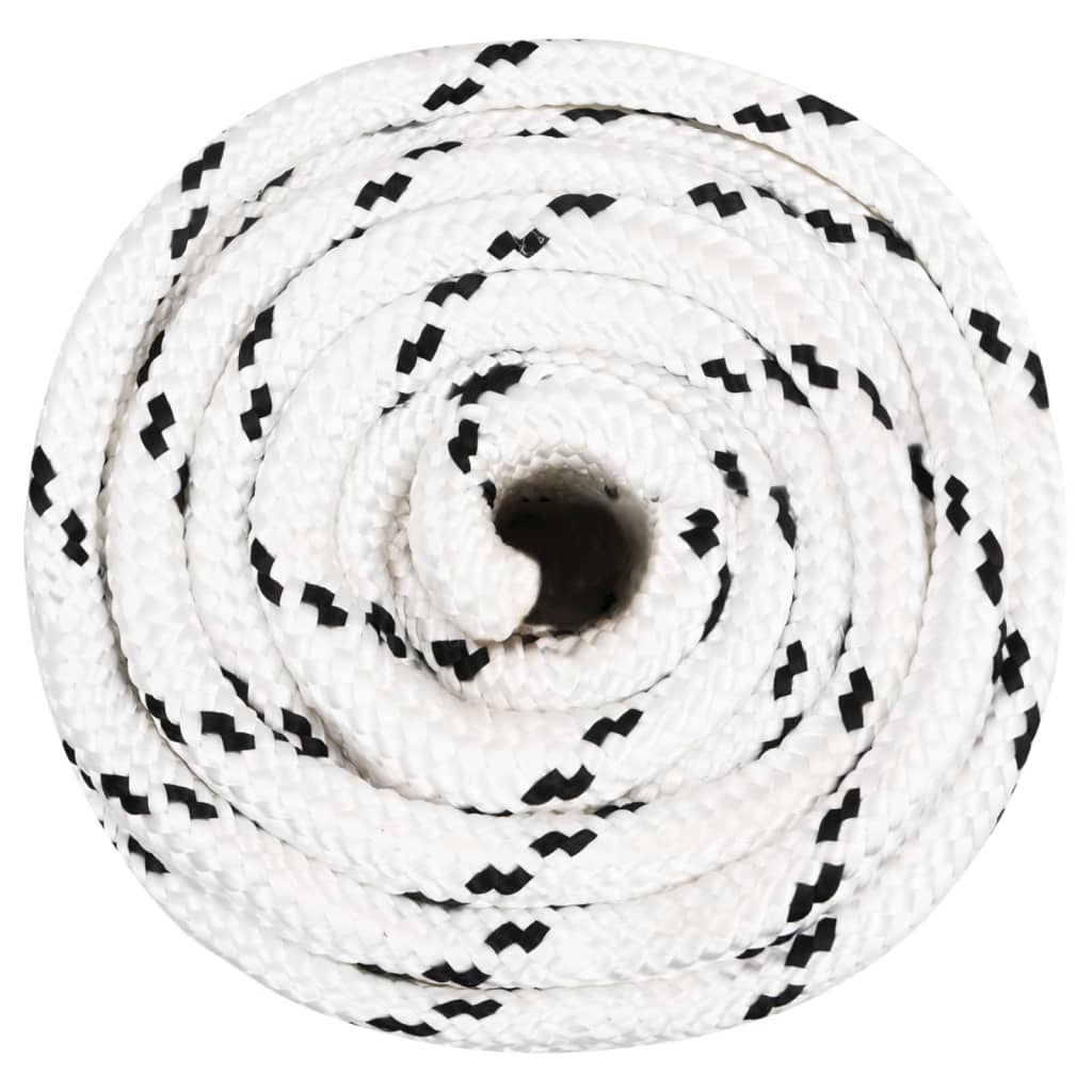vidaXL Frânghie împletită pentru barcă, alb, 16 mm x 50 m, poliester vidaXL Frânghie împletită pentru barcă, alb, 16 mm x 50 m, poliester