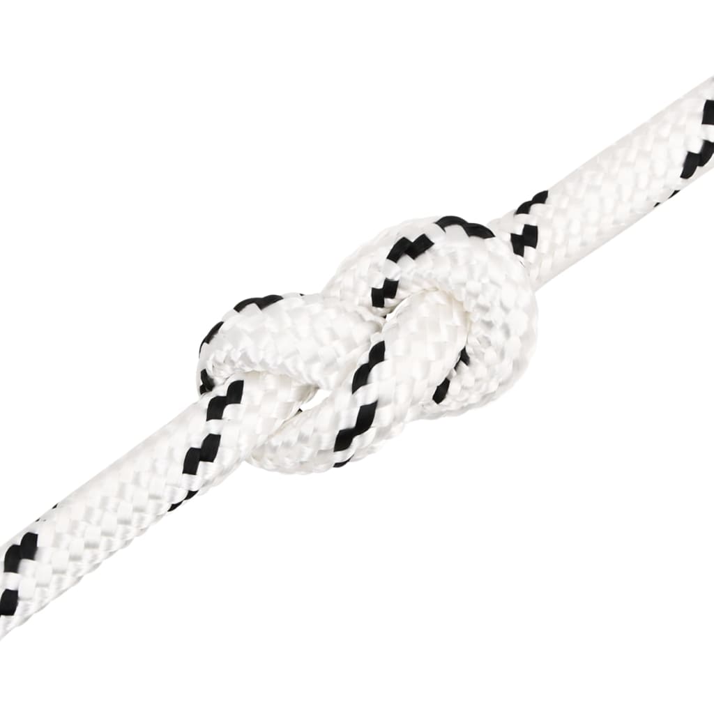 vidaXL Frânghie împletită pentru barcă, alb, 16 mm x 50 m, poliester vidaXL Frânghie împletită pentru barcă, alb, 16 mm x 50 m, poliester