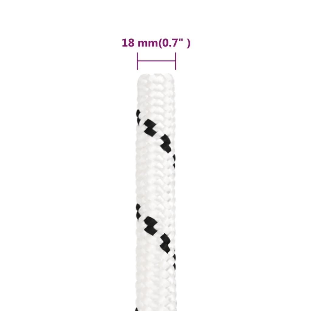 vidaXL Frânghie împletită pentru barcă, alb, 18 mm x 25 m, poliester vidaXL Frânghie împletită pentru barcă, alb, 18 mm x 25 m, poliester
