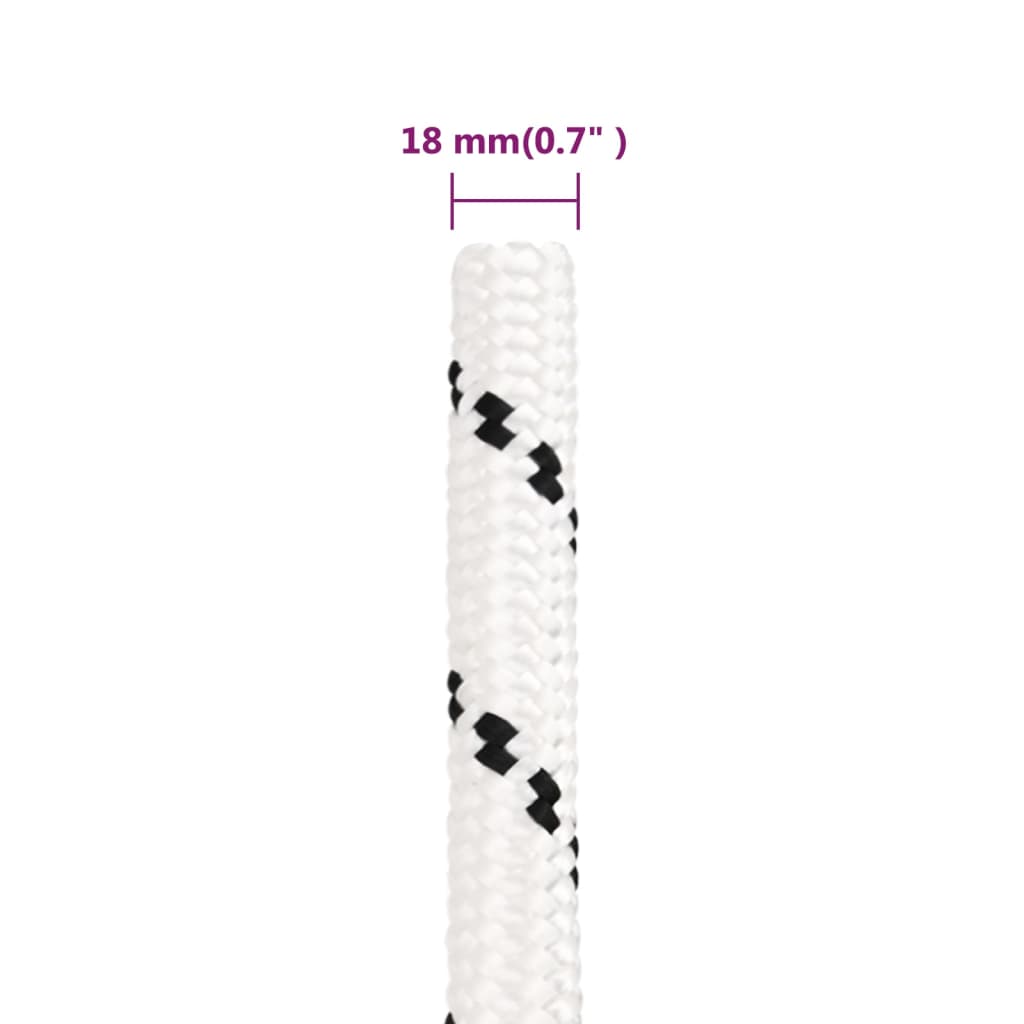vidaXL Frânghie de lucru, alb, 18 mm, 100 m, poliester