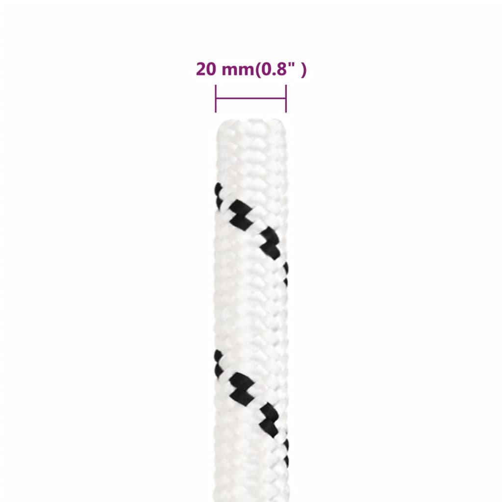 vidaXL Frânghie de lucru, alb, 20 mm, 25 m, poliester