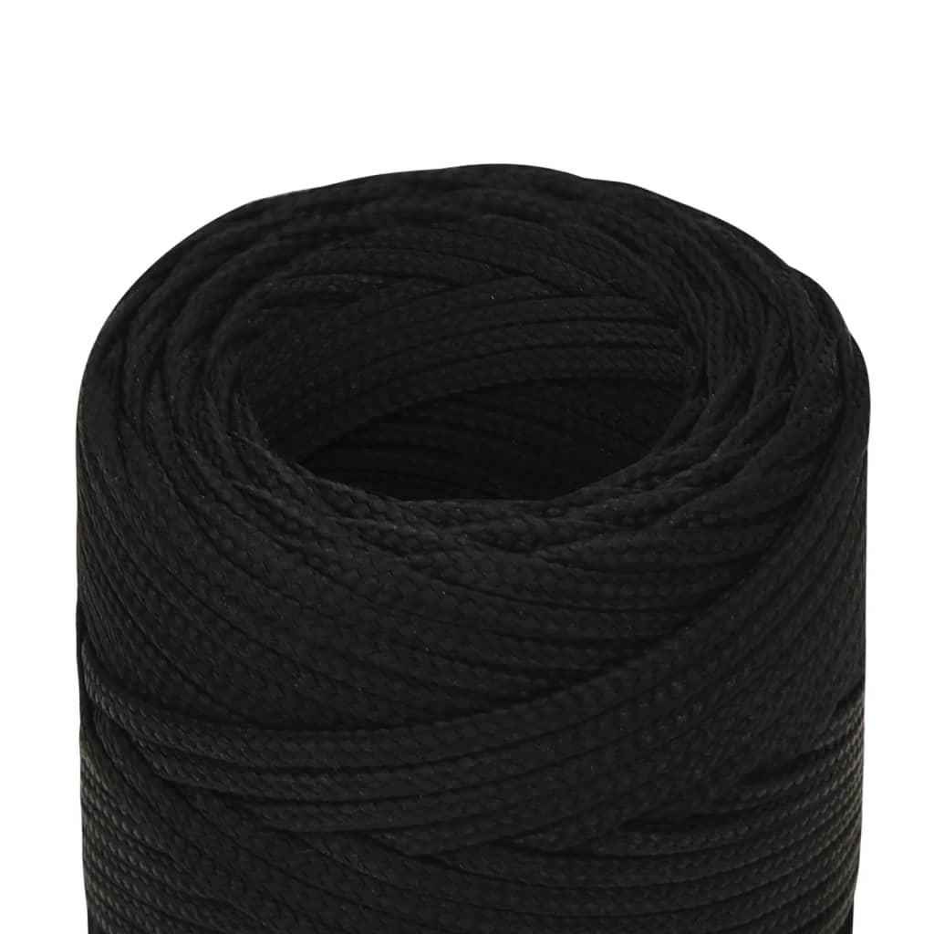 vidaXL Frânghie de lucru, negru, 2 mm, 100 m, poliester vidaXL Frânghie de lucru, negru, 2 mm, 100 m, poliester