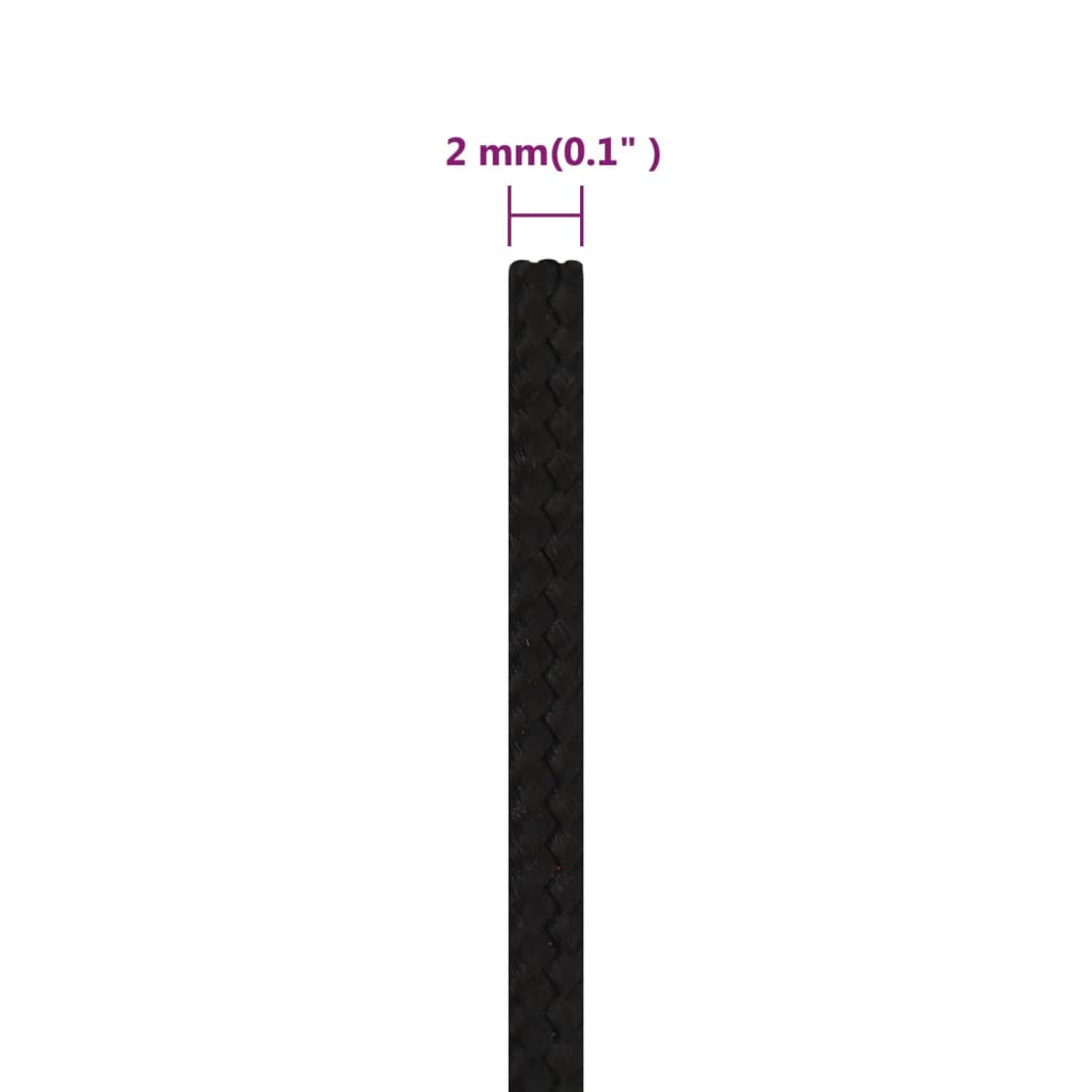 vidaXL Frânghie de lucru, negru, 2 mm, 100 m, poliester vidaXL Frânghie de lucru, negru, 2 mm, 100 m, poliester