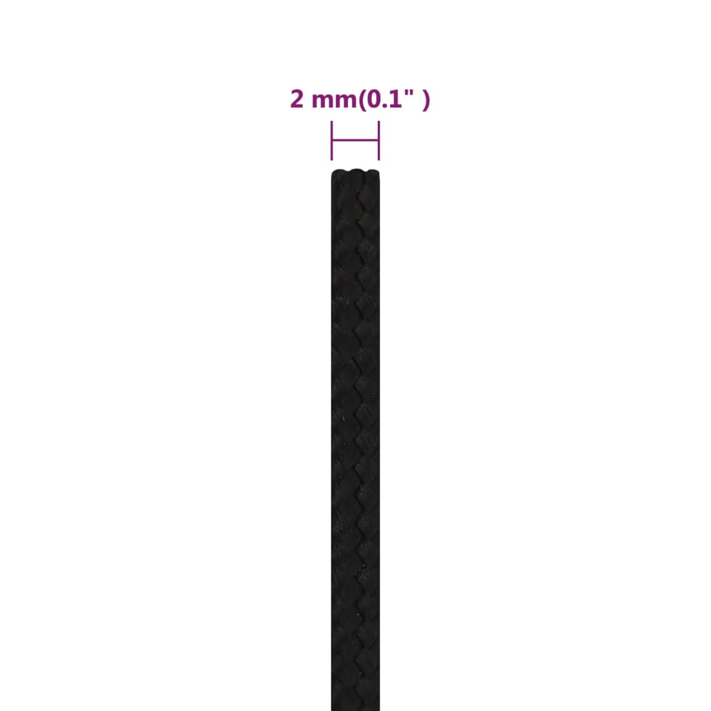 vidaXL Frânghie de lucru, negru, 2 mm, 250 m, poliester vidaXL Frânghie de lucru, negru, 2 mm, 250 m, poliester