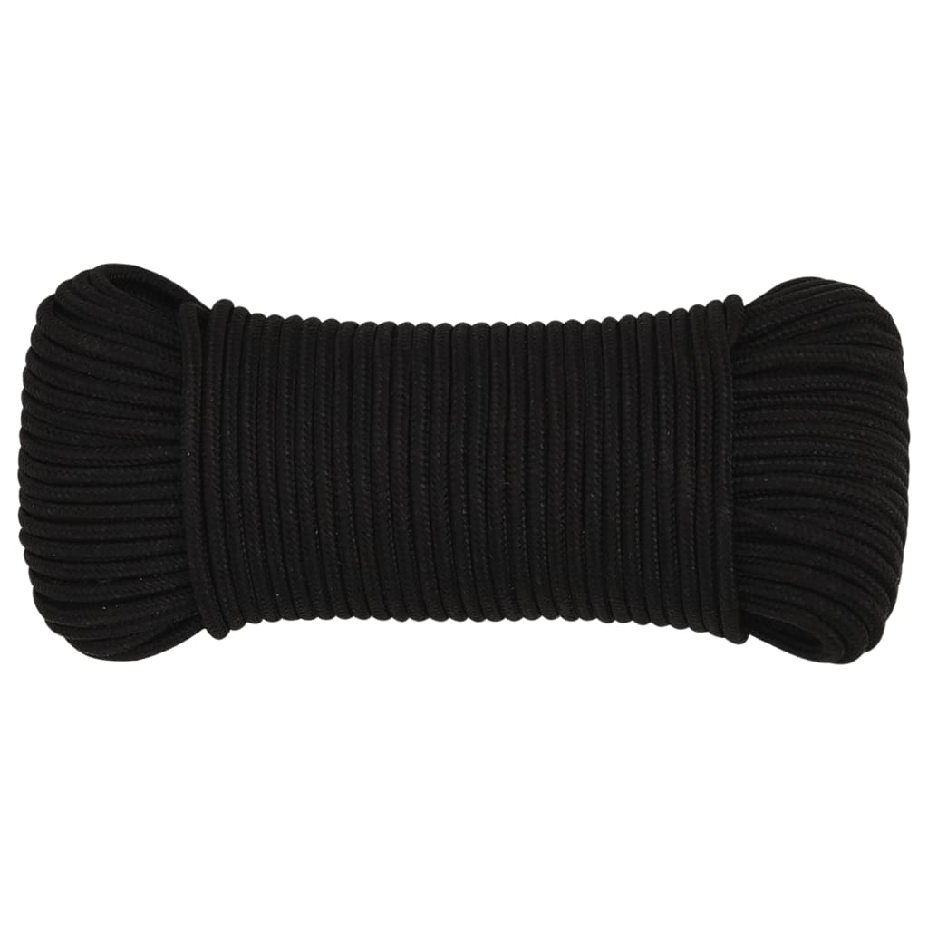 vidaXL Frânghie de lucru, negru, 3 mm, 100 m, poliester vidaXL Frânghie de lucru, negru, 3 mm, 100 m, poliester
