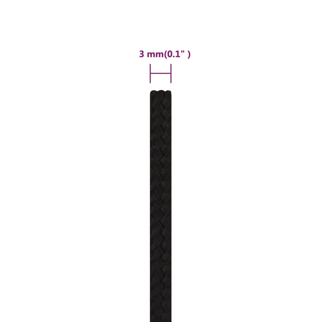vidaXL Frânghie de lucru, negru, 3 mm, 250 m, polipropilenă vidaXL Frânghie de lucru, negru, 3 mm, 250 m, polipropilenă