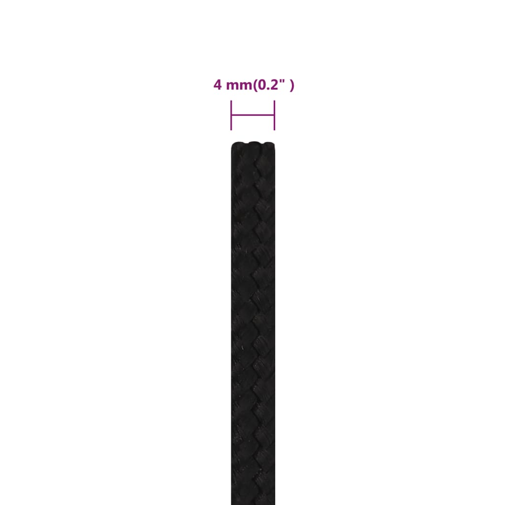 vidaXL Frânghie de lucru, negru, 4 mm, 25 m, poliester vidaXL Frânghie de lucru, negru, 4 mm, 25 m, poliester