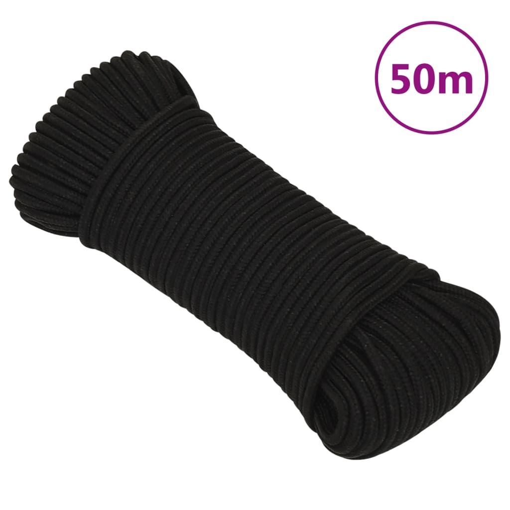 vidaXL Frânghie de lucru, negru, 4 mm, 50 m, poliester vidaXL Frânghie de lucru, negru, 4 mm, 50 m, poliester