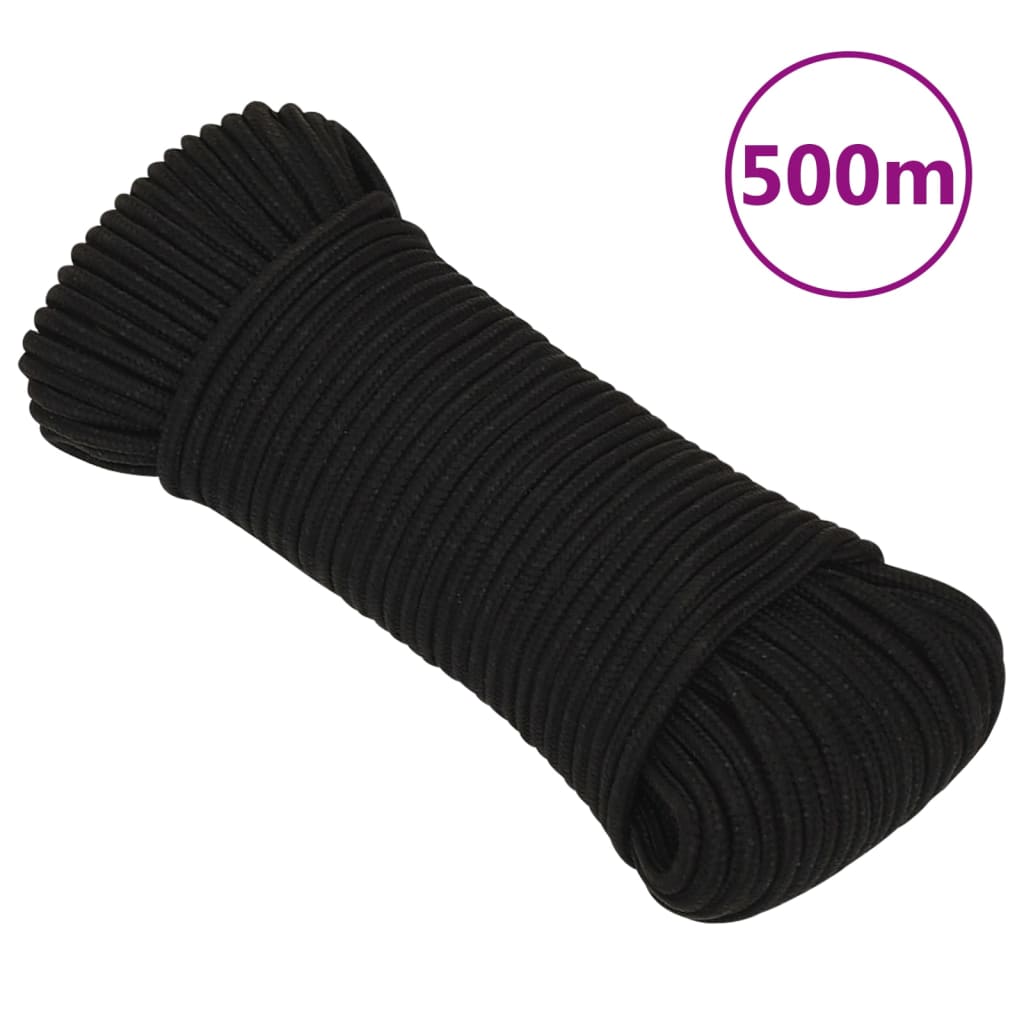 vidaXL Frânghie de lucru, negru, 4 mm, 500 m, poliester vidaXL Frânghie de lucru, negru, 4 mm, 500 m, poliester