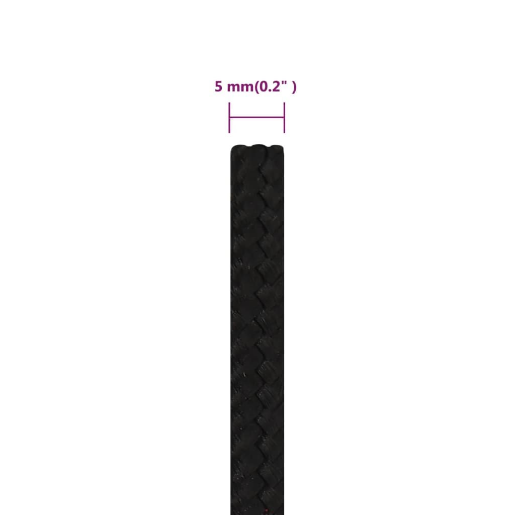 vidaXL Frânghie de lucru, negru, 5 mm, 25 m, poliester vidaXL Frânghie de lucru, negru, 5 mm, 25 m, poliester