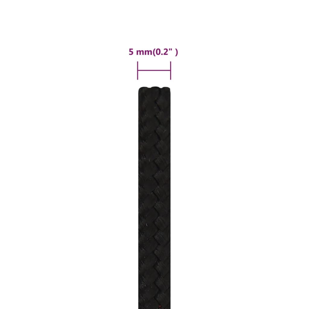 vidaXL Frânghie de lucru, negru, 5 mm, 250 m, poliester vidaXL Frânghie de lucru, negru, 5 mm, 250 m, poliester