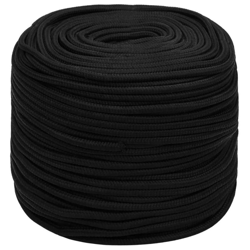 vidaXL Frânghie de lucru, negru, 10 mm, 50 m, poliester