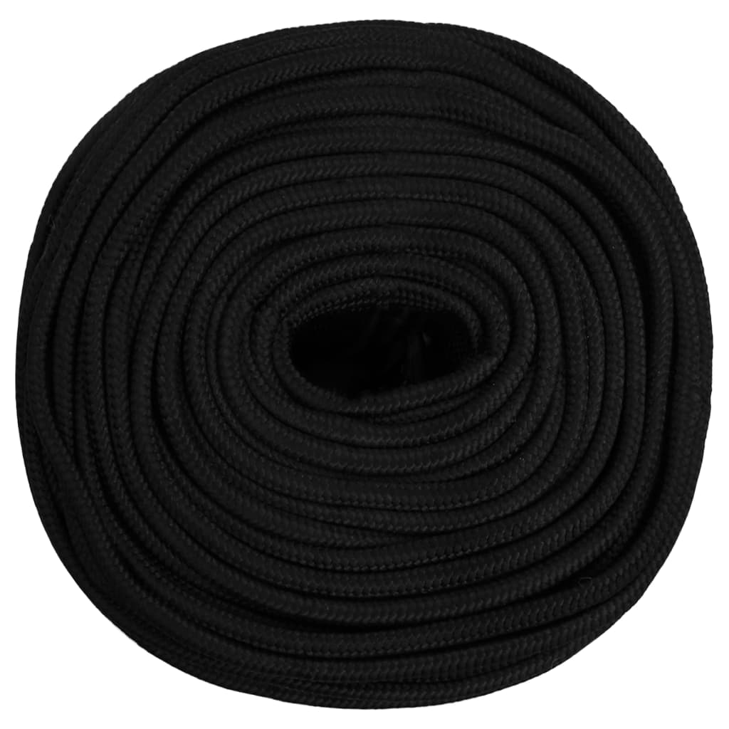 vidaXL Frânghie de lucru, negru, 10 mm, 100 m, poliester