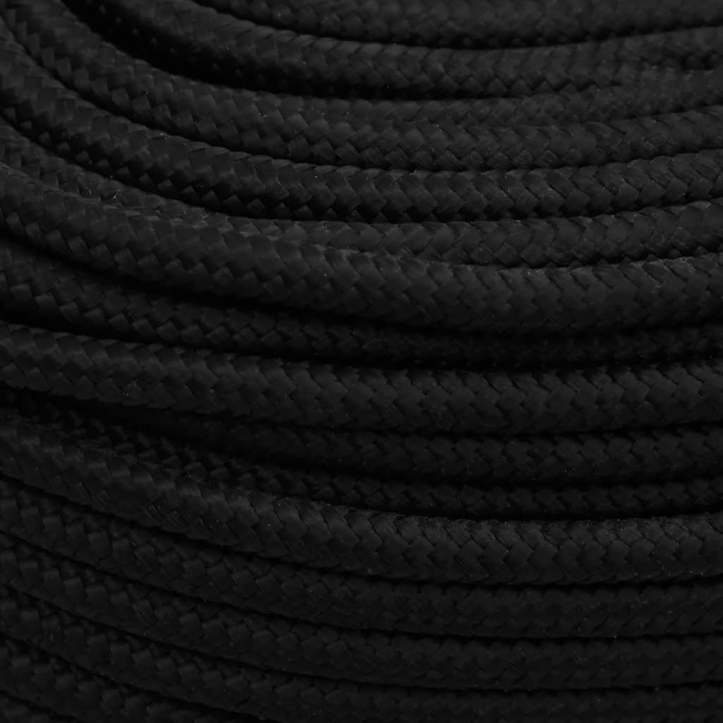 vidaXL Frânghie de lucru, negru, 10 mm, 100 m, poliester