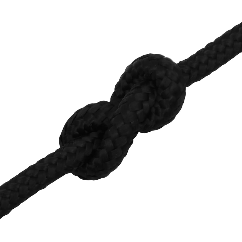 vidaXL Frânghie de lucru, negru, 10 mm, 100 m, poliester