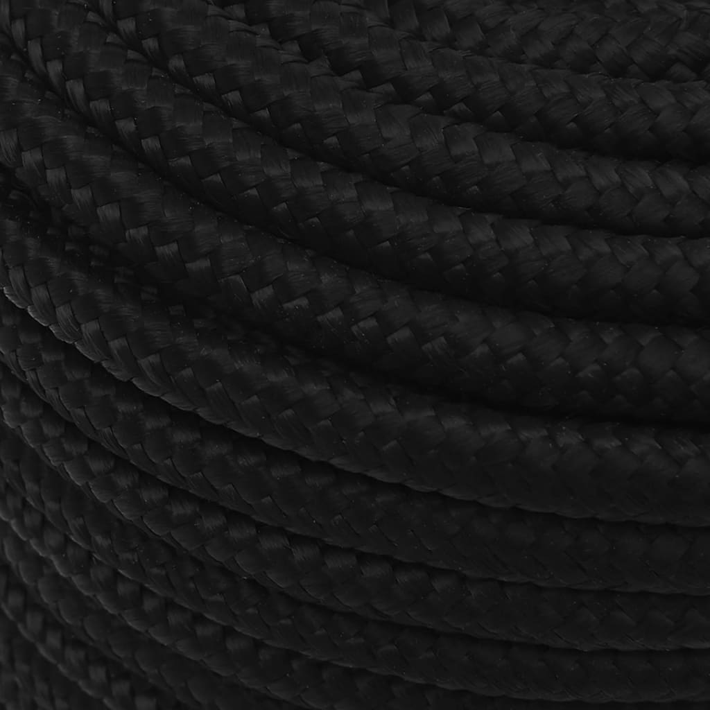 vidaXL Frânghie de lucru, negru, 14 mm, 100 m, poliester vidaXL Frânghie de lucru, negru, 14 mm, 100 m, poliester