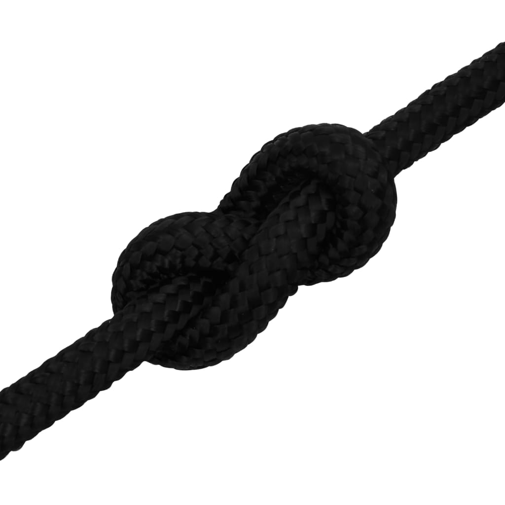 vidaXL Frânghie de lucru, negru, 18 mm, 50 m, poliester vidaXL Frânghie de lucru, negru, 18 mm, 50 m, poliester