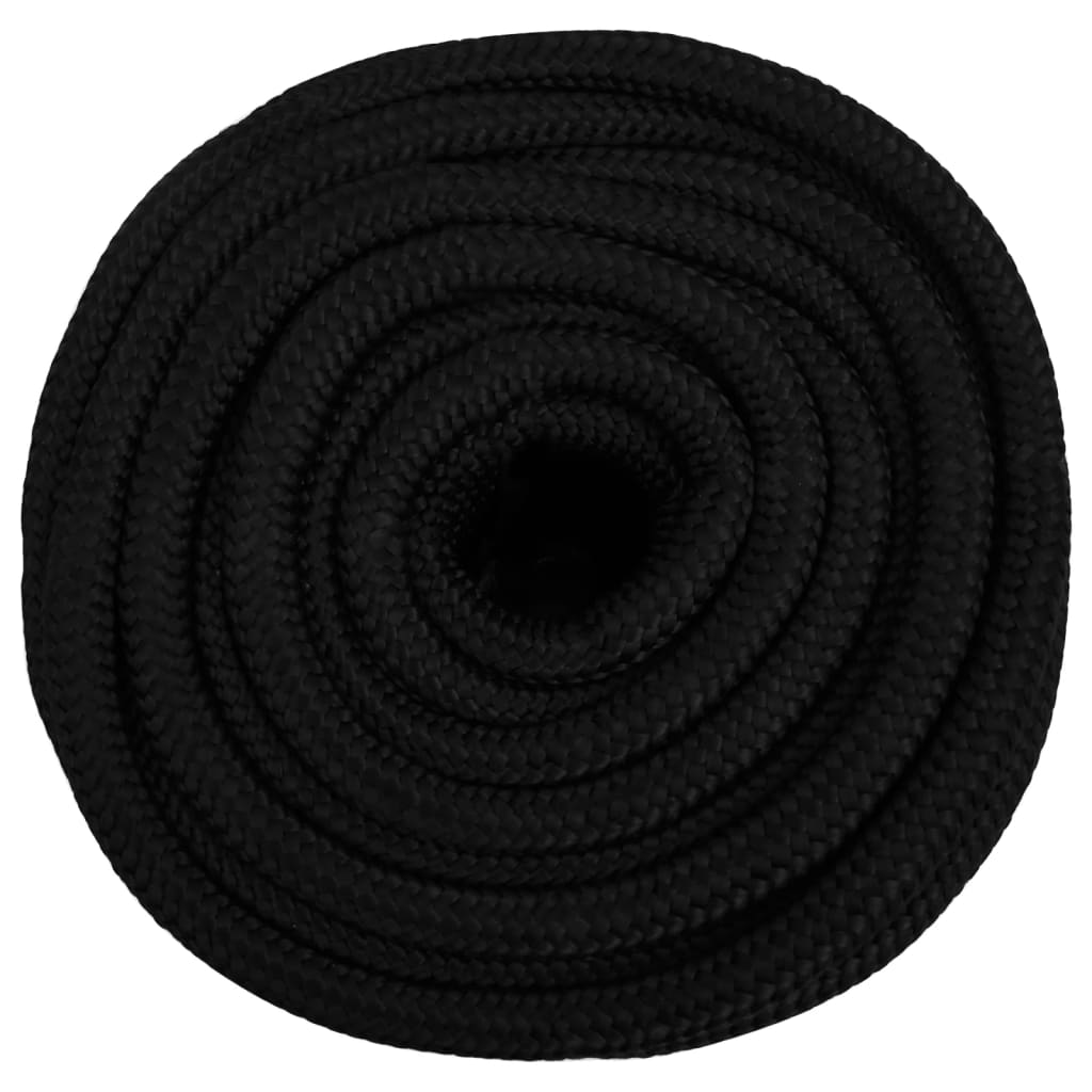 vidaXL Frânghie de lucru, negru, 18 mm, 100 m, poliester vidaXL Frânghie de lucru, negru, 18 mm, 100 m, poliester