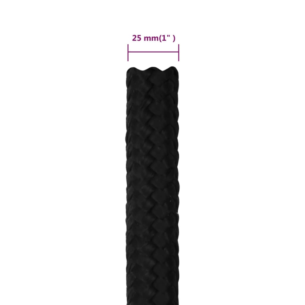 vidaXL Frânghie de lucru, negru, 25 mm, 50 m, poliester vidaXL Frânghie de lucru, negru, 25 mm, 50 m, poliester