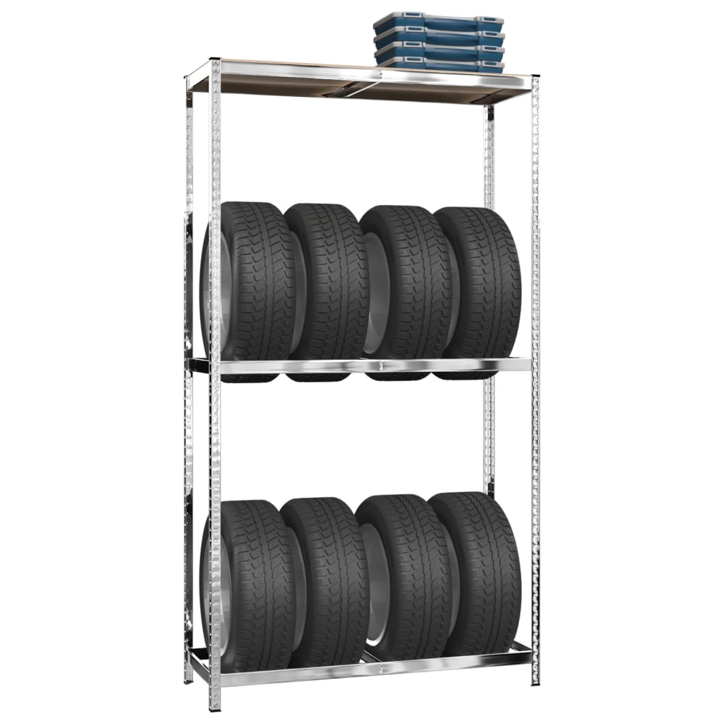 vidaXL Raft pentru anvelope cu 2 niveluri argintiu 110x40x180 cm oțel vidaXL Raft pentru anvelope cu 2 niveluri argintiu 110x40x180 cm oțel
