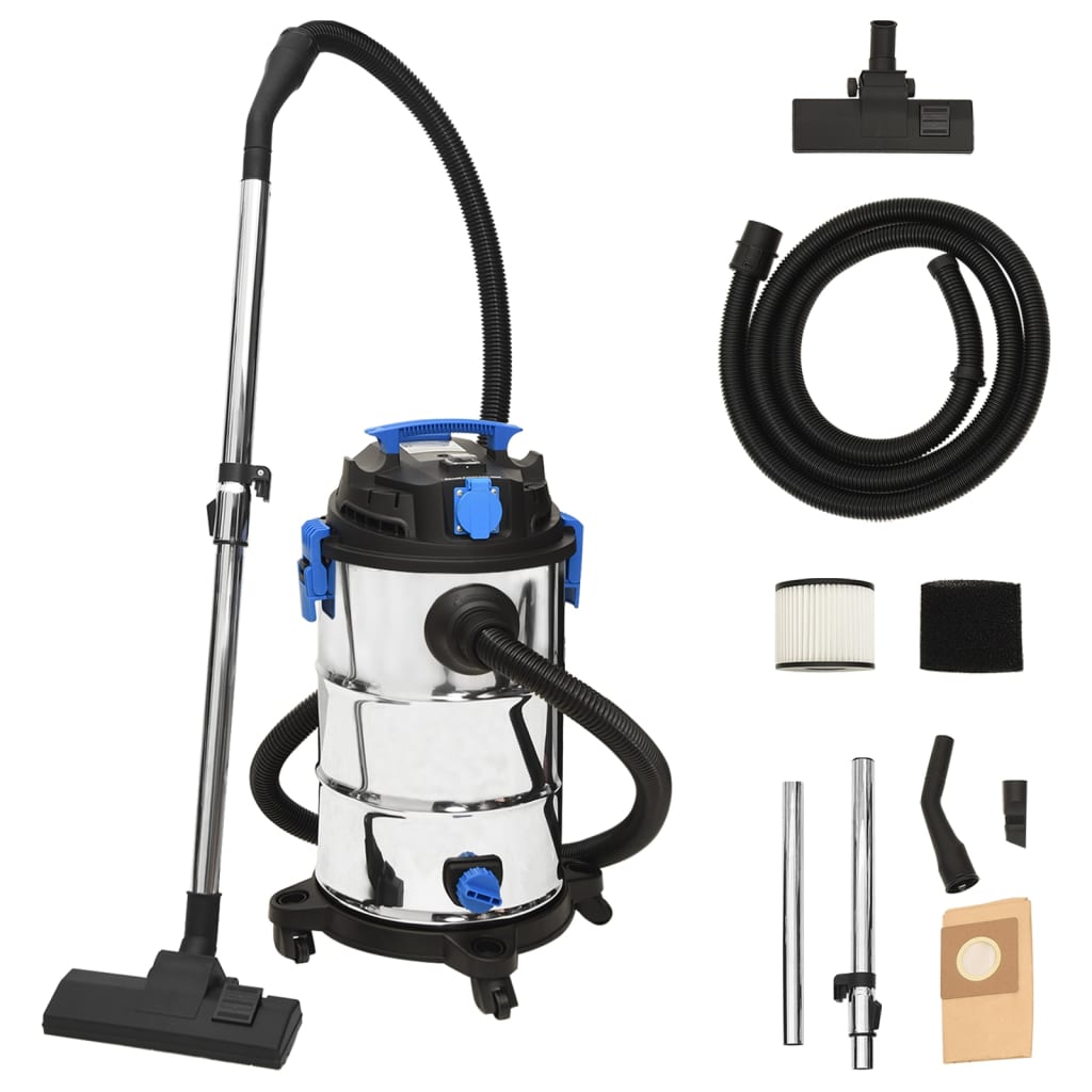 vidaXL Aspirator cu aspirare umedă și uscată, 1200 W, argintiu, 30 L vidaXL Aspirator cu aspirare umedă și uscată, 1200 W, argintiu, 30 L
