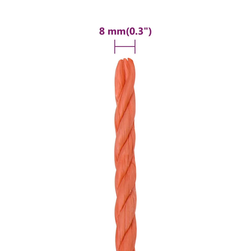 vidaXL Frânghie de lucru, portocaliu, 8 mm, 25 m, polipropilenă vidaXL Frânghie de lucru, portocaliu, 8 mm, 25 m, polipropilenă