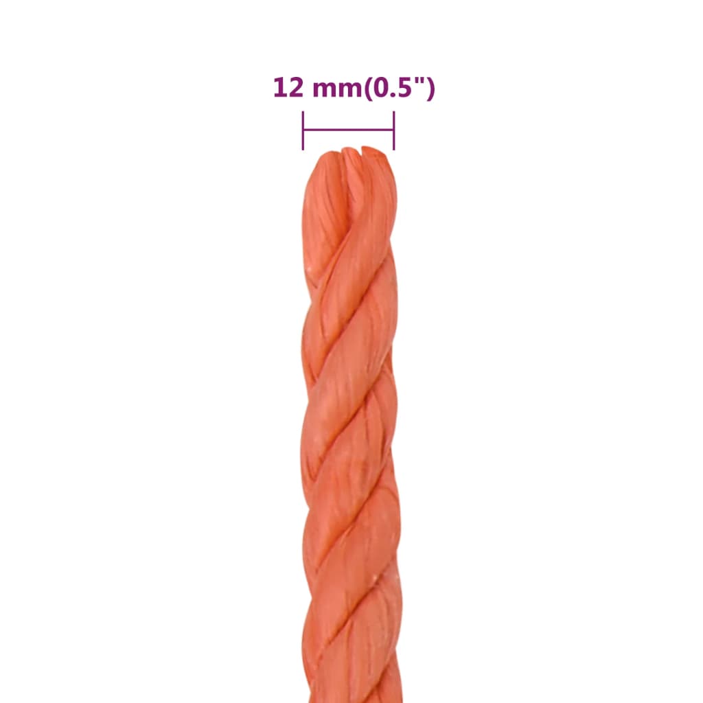 vidaXL Frânghie de lucru, portocaliu, 12 mm, 25 m, polipropilenă vidaXL Frânghie de lucru, portocaliu, 12 mm, 25 m, polipropilenă