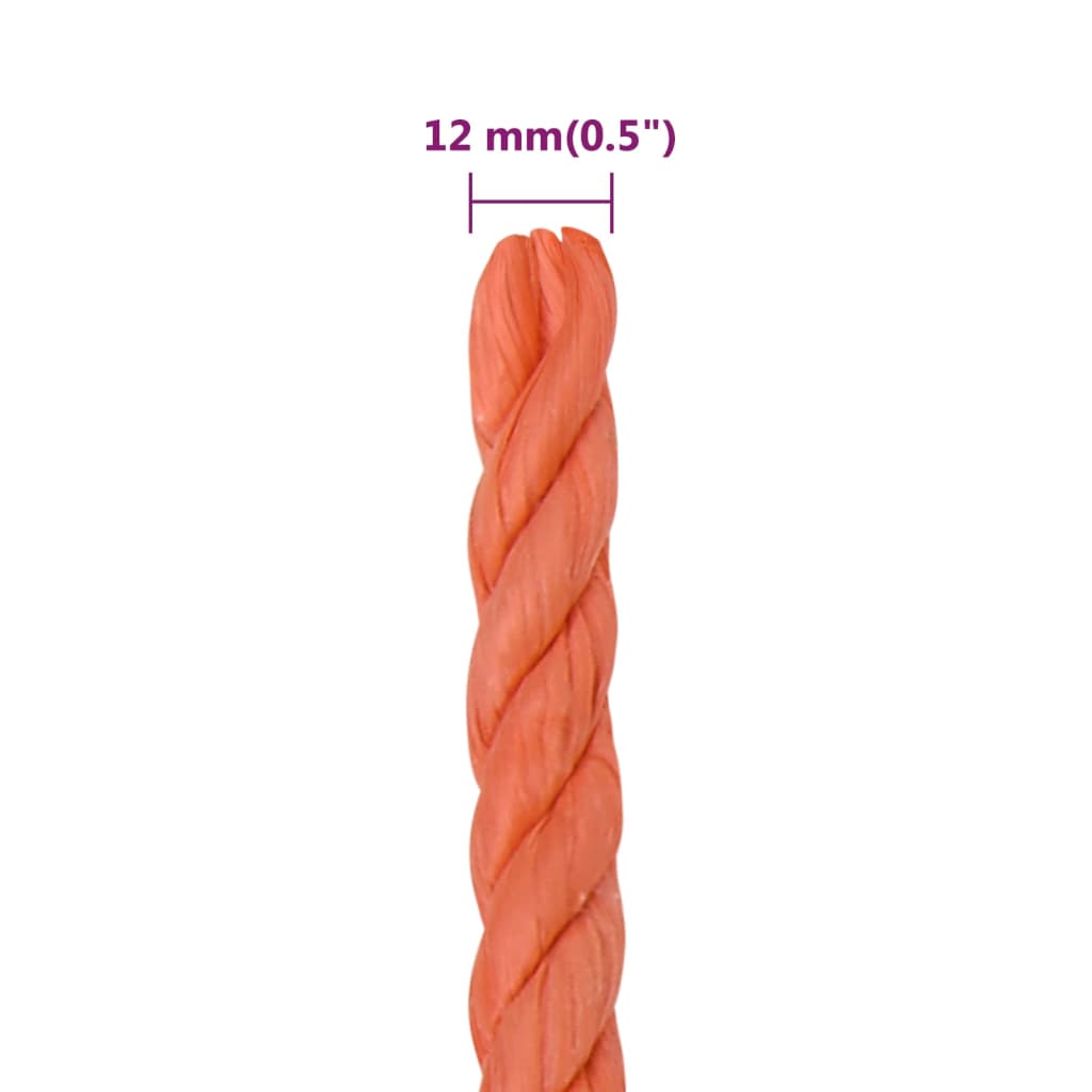 vidaXL Frânghie de lucru, portocaliu, 12 mm, 50 m, polipropilenă vidaXL Frânghie de lucru, portocaliu, 12 mm, 50 m, polipropilenă