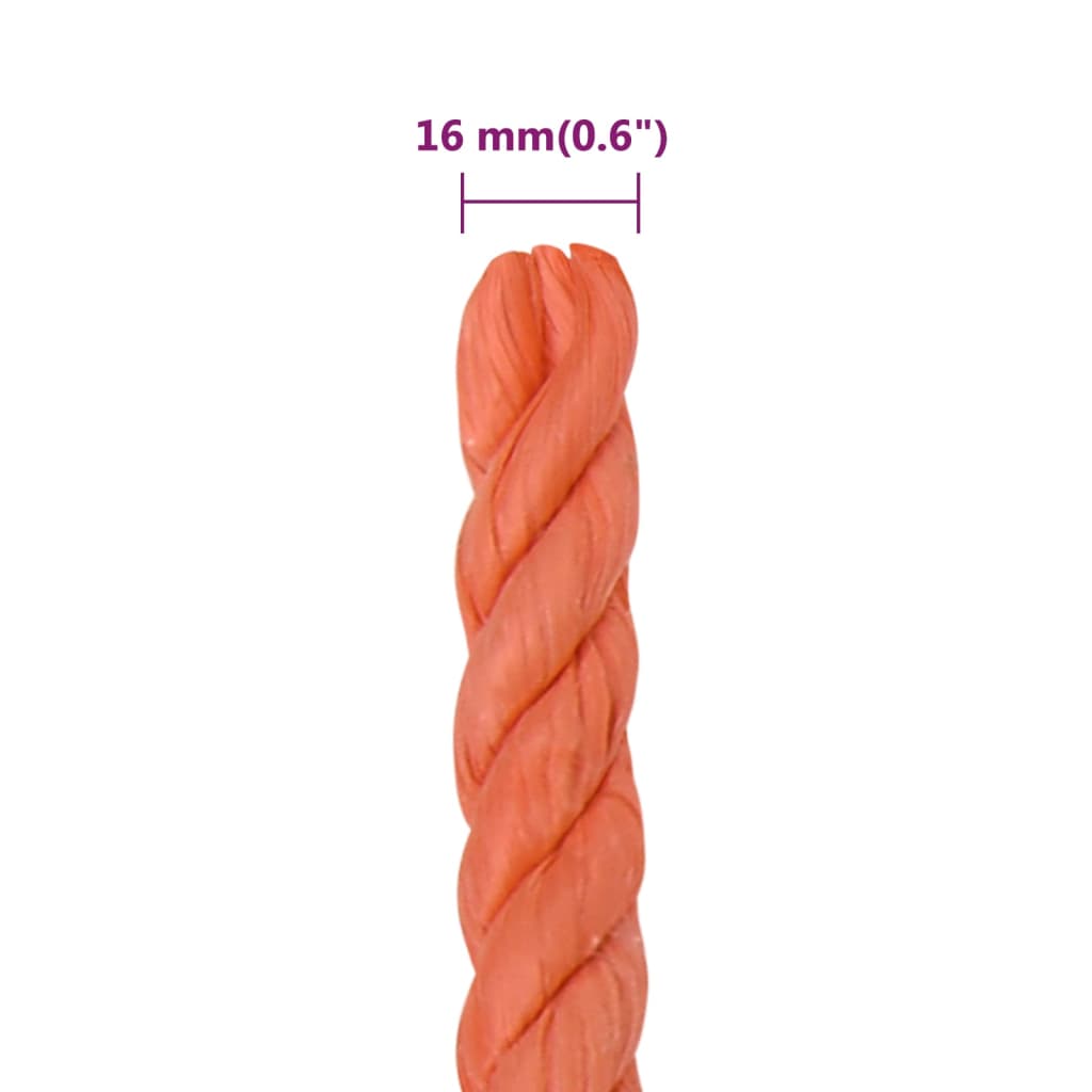 vidaXL Frânghie de lucru, portocaliu,16 mm, 25 m, polipropilenă vidaXL Frânghie de lucru, portocaliu,16 mm, 25 m, polipropilenă