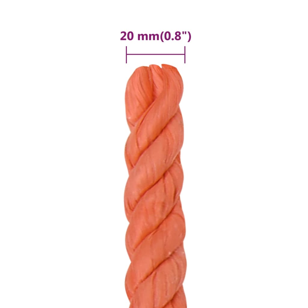 vidaXL Frânghie de lucru, portocaliu, 20 mm, 50 m, polipropilenă vidaXL Frânghie de lucru, portocaliu, 20 mm, 50 m, polipropilenă