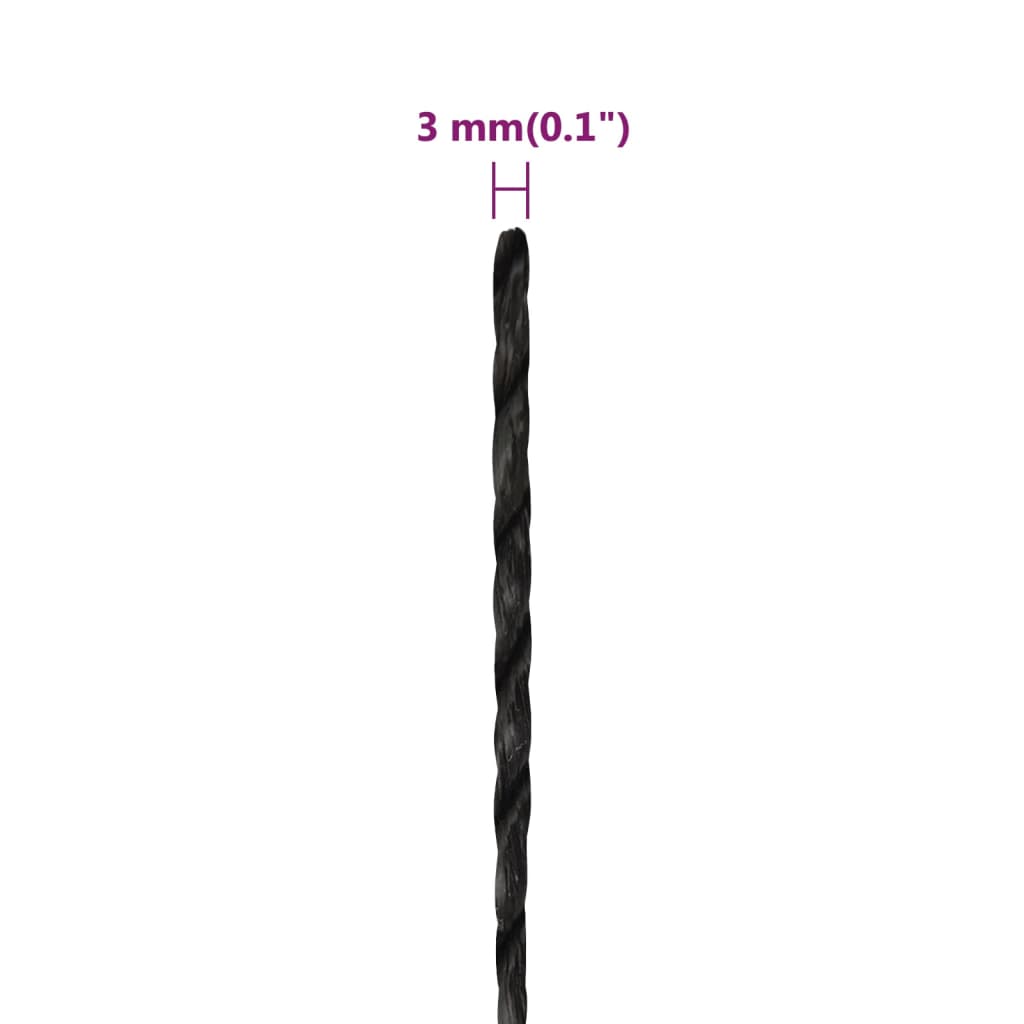 vidaXL Frânghie de lucru, negru, 3 mm, 25 m, polipropilenă vidaXL Frânghie de lucru, negru, 3 mm, 25 m, polipropilenă