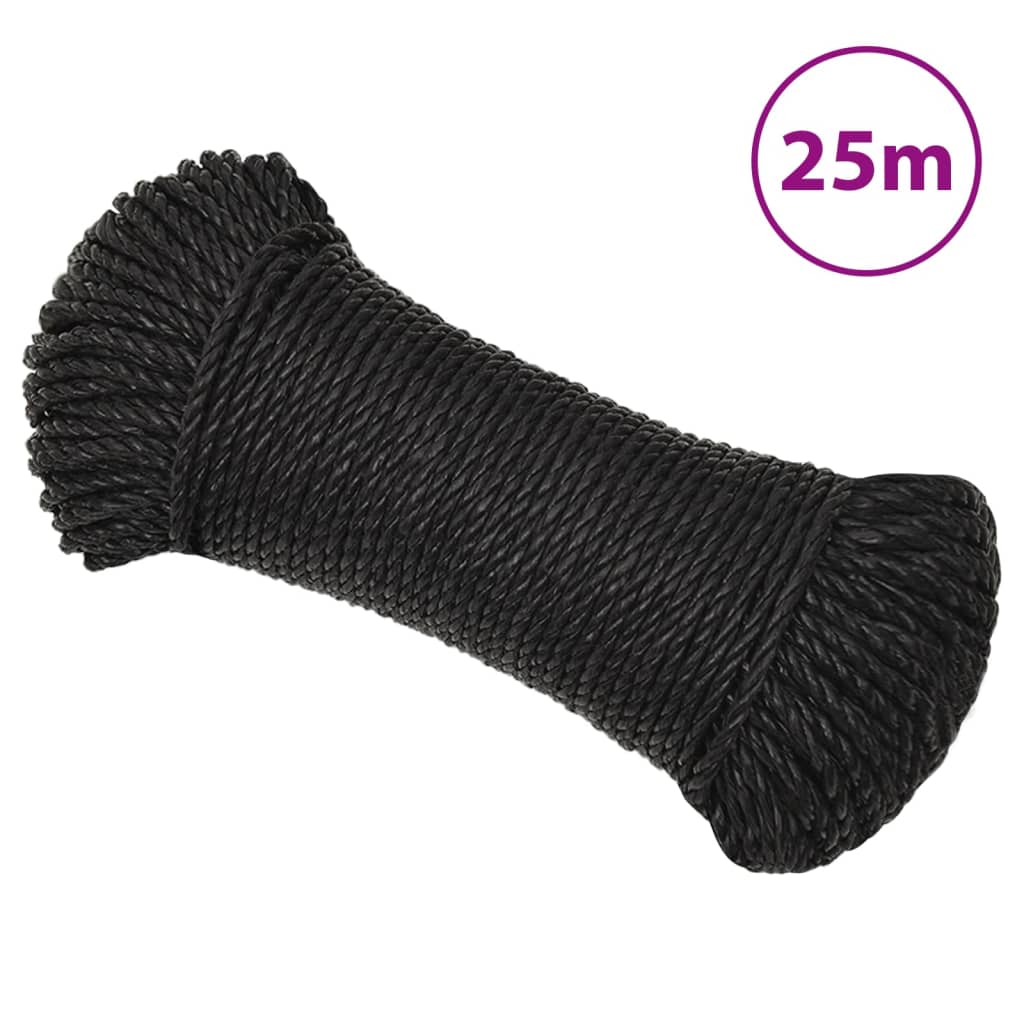 vidaXL Frânghie de lucru, negru, 3 mm, 25 m, polipropilenă vidaXL Frânghie de lucru, negru, 3 mm, 25 m, polipropilenă