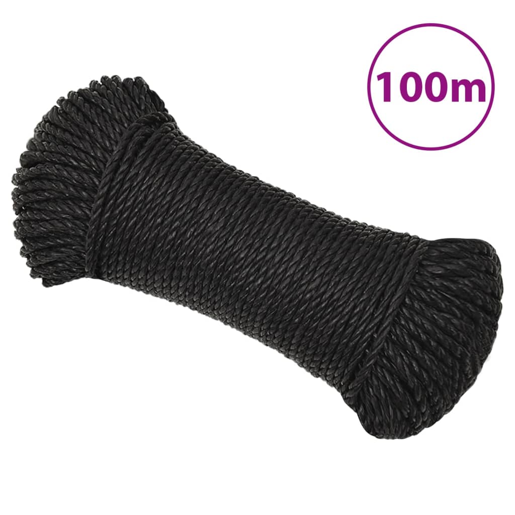 vidaXL Frânghie de lucru, negru, 3 mm, 100 m, polipropilenă vidaXL Frânghie de lucru, negru, 3 mm, 100 m, polipropilenă