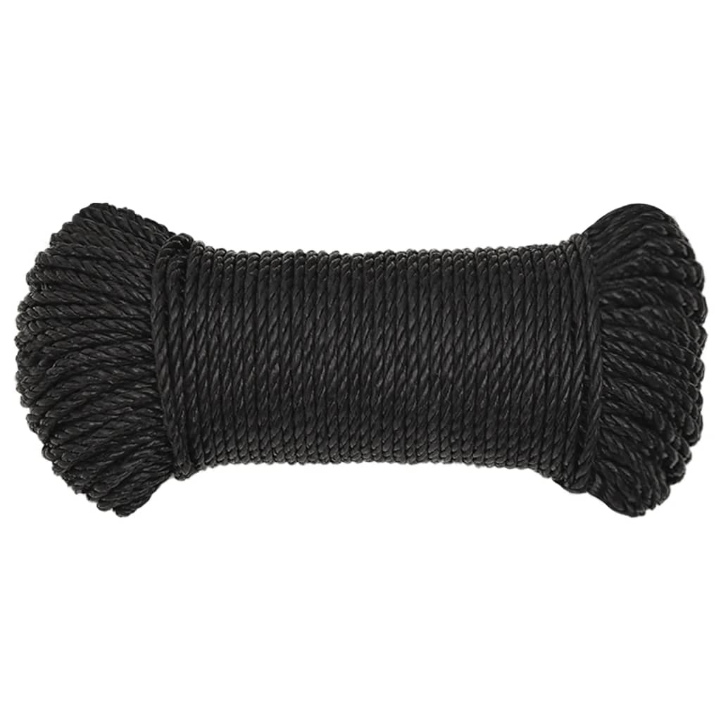 vidaXL Frânghie de lucru, negru, 3 mm, 250 m, polipropilenă vidaXL Frânghie de lucru, negru, 3 mm, 250 m, polipropilenă