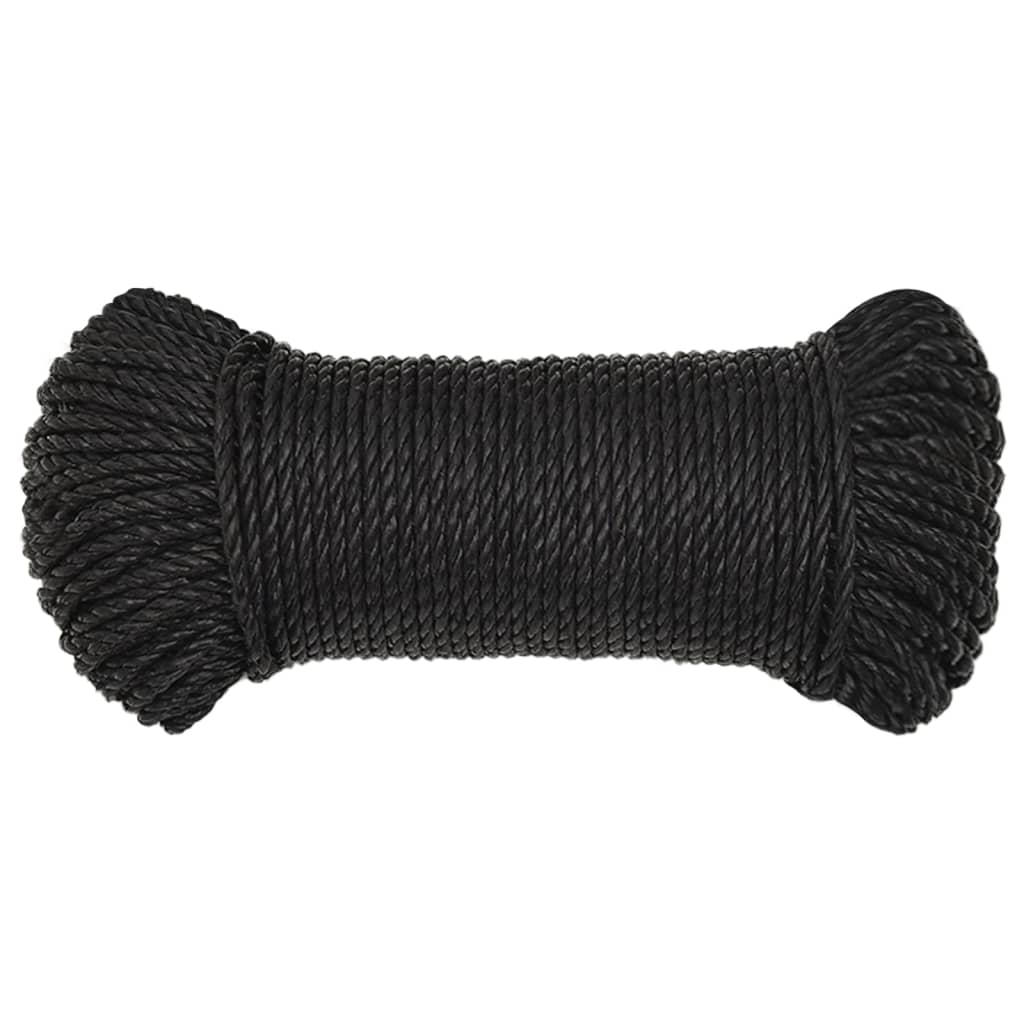 vidaXL Frânghie de lucru, negru, 6 mm, 25 m, polipropilenă vidaXL Frânghie de lucru, negru, 6 mm, 25 m, polipropilenă