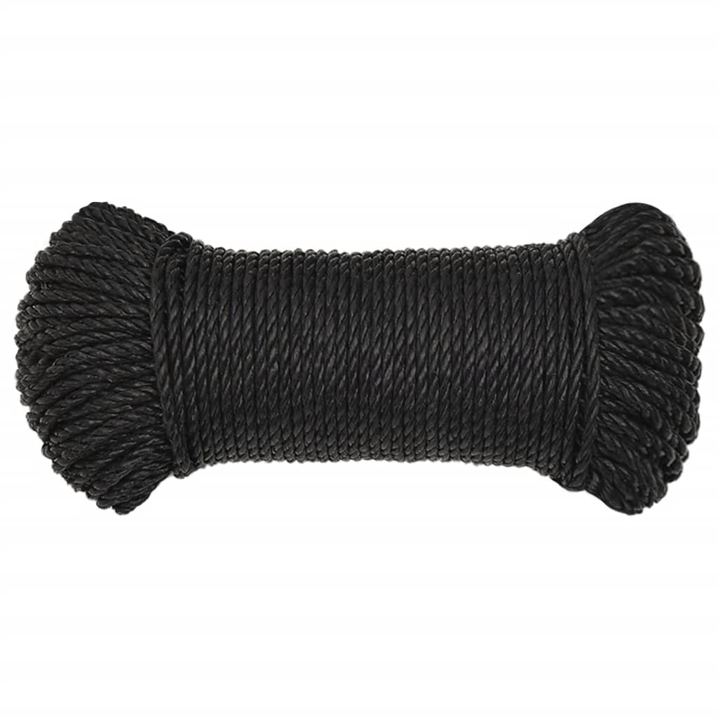 vidaXL Frânghie de lucru, negru, 6 mm, 500 m, polipropilenă vidaXL Frânghie de lucru, negru, 6 mm, 500 m, polipropilenă