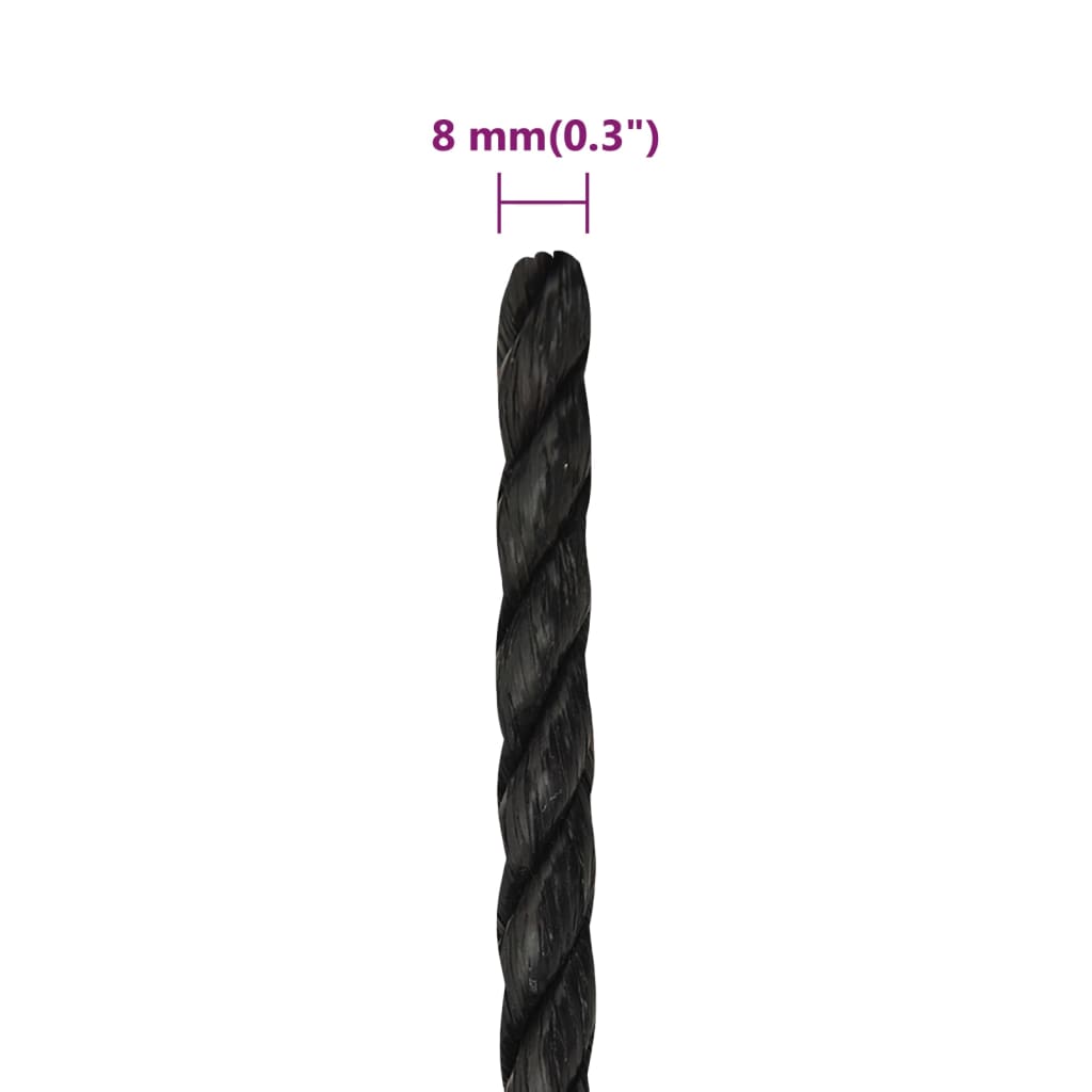 vidaXL Frânghie de lucru, negru, 8 mm, 50 m, polipropilenă vidaXL Frânghie de lucru, negru, 8 mm, 50 m, polipropilenă
