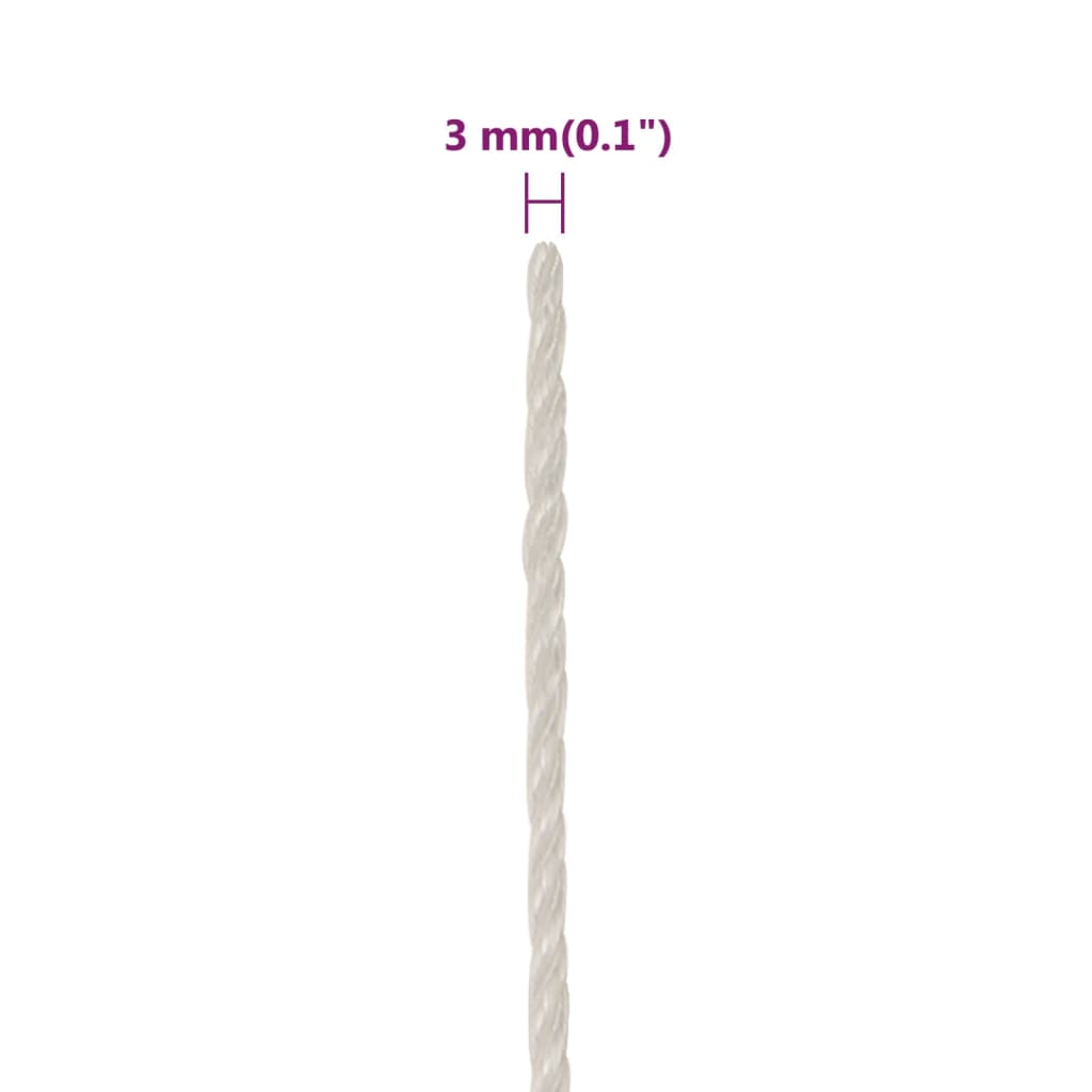 vidaXL Frânghie de lucru, alb, 3 mm, 250 m, polipropilenă