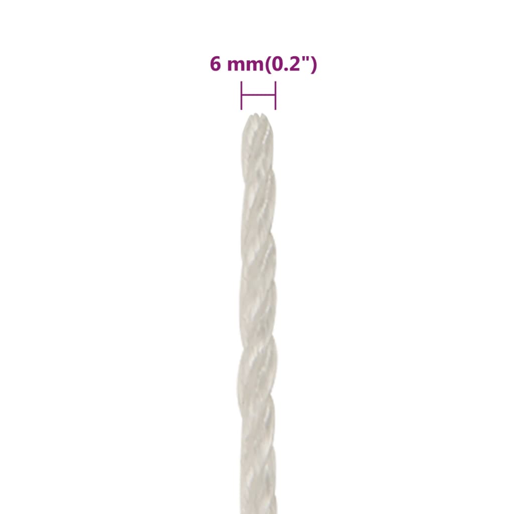 vidaXL Frânghie de lucru, Alb, 6 mm, 250 m, polipropilenă