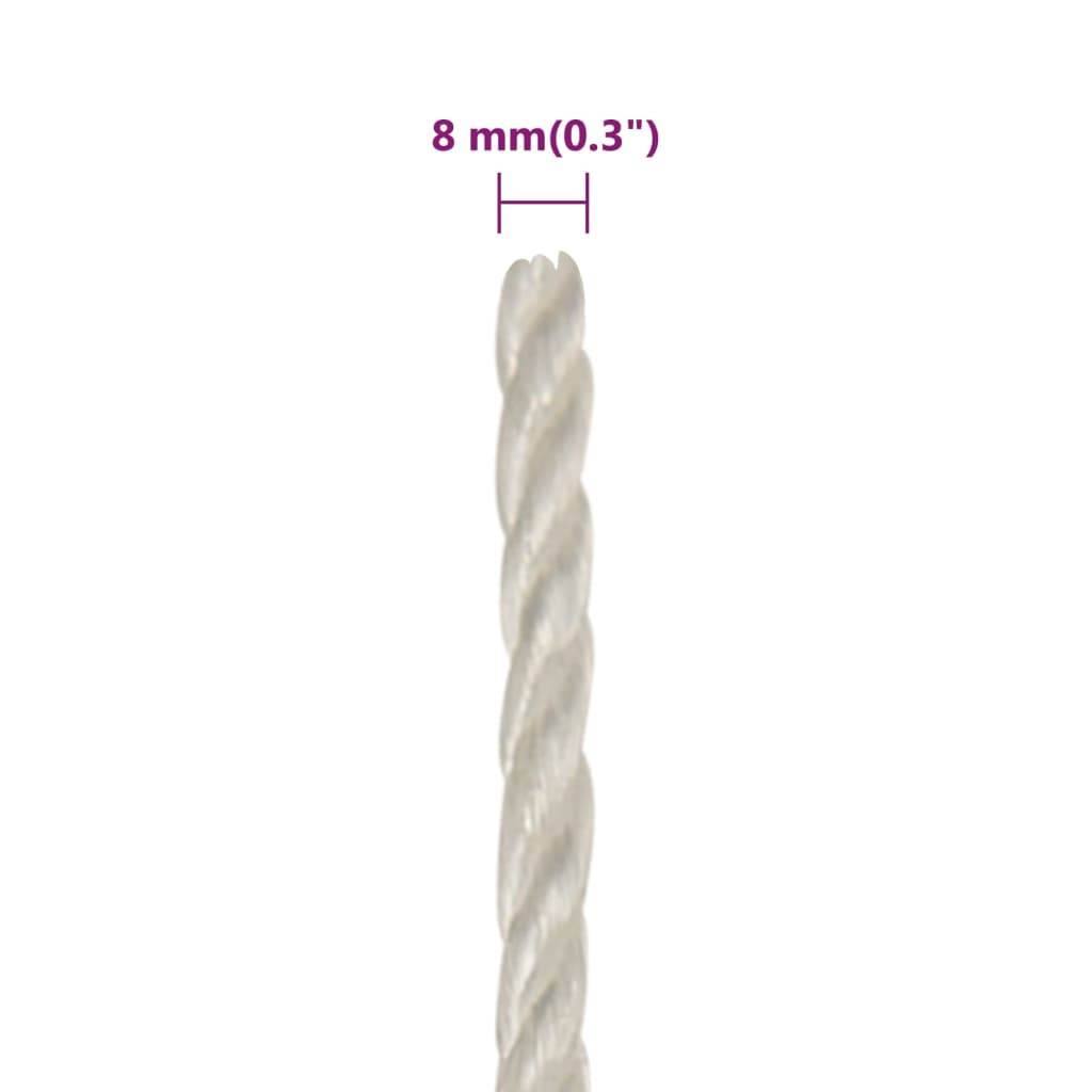 vidaXL Frânghie de lucru, Alb, 8 mm, 25 m, polipropilenă