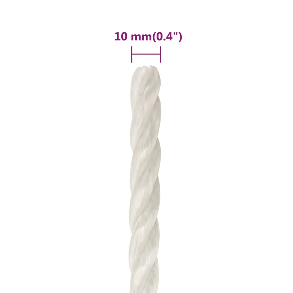 vidaXL Frânghie de lucru, Alb, 10 mm, 25 m, polipropilenă