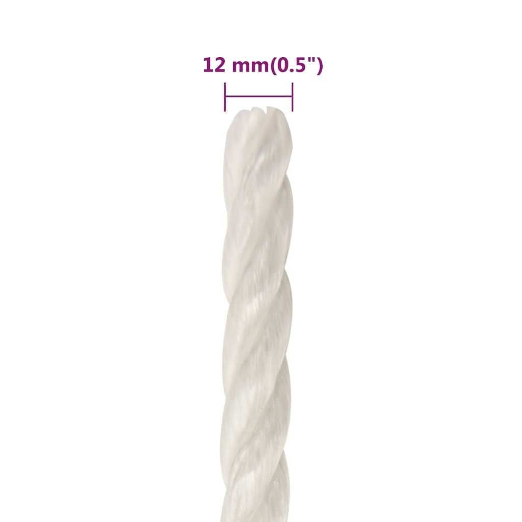 vidaXL Frânghie de lucru, Alb, 12 mm, 25 m, polipropilenă