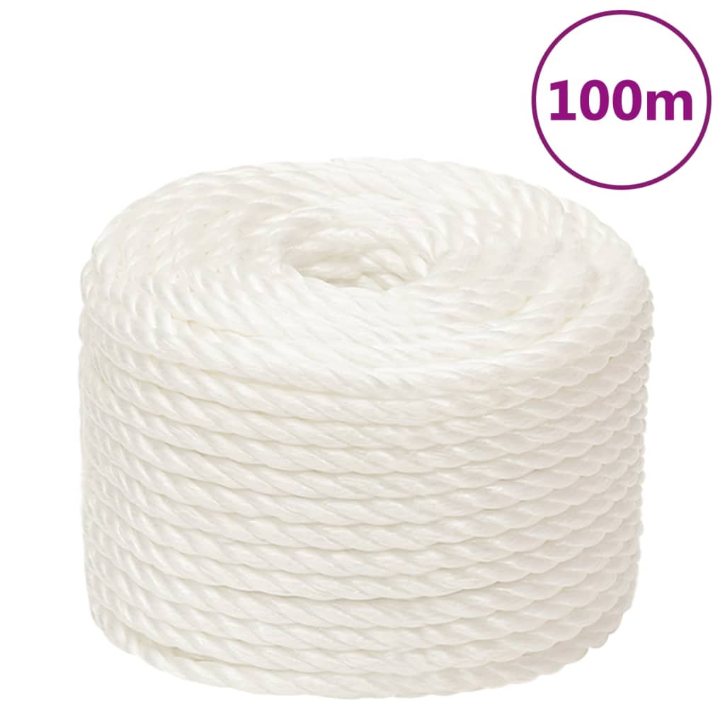 vidaXL Frânghie de lucru, alb, 14 mm, 100 m, polipropilenă